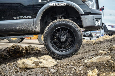 1 2017 Titan Nissan Rough Country Suspension Lift 6in Anthem Off Road Gunner Matte Black