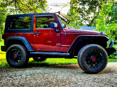 1 2008 Wrangler Jeep Rough Country Suspension Lift 25in Anthem Commander Matte Black