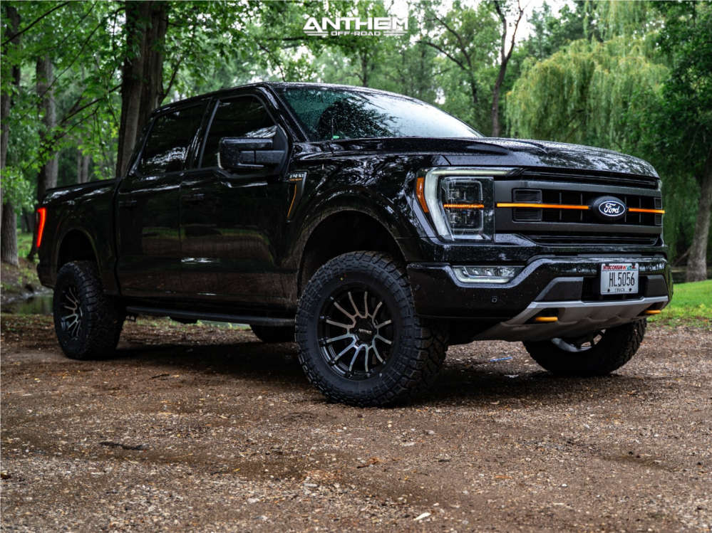 1 2022 F 150 Ford Tremor Rough Country Suspension Lift 25in Anthem Off Road Raider Black Machined