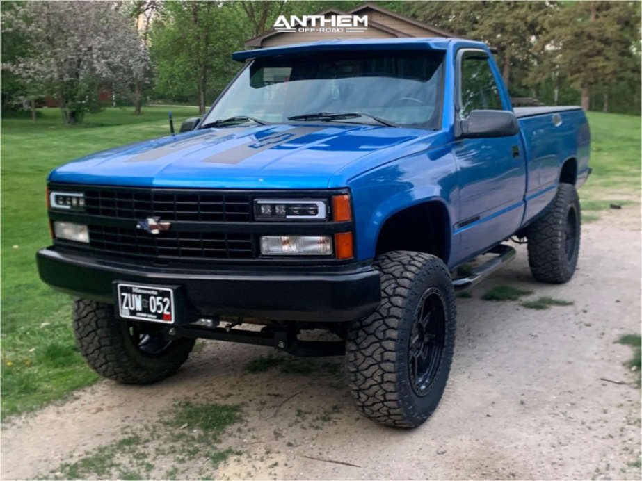 1 1988 K1500 Chevrolet Silverado Rough Country Suspension Lift 4in Anthem Off Road Helo Satin Black